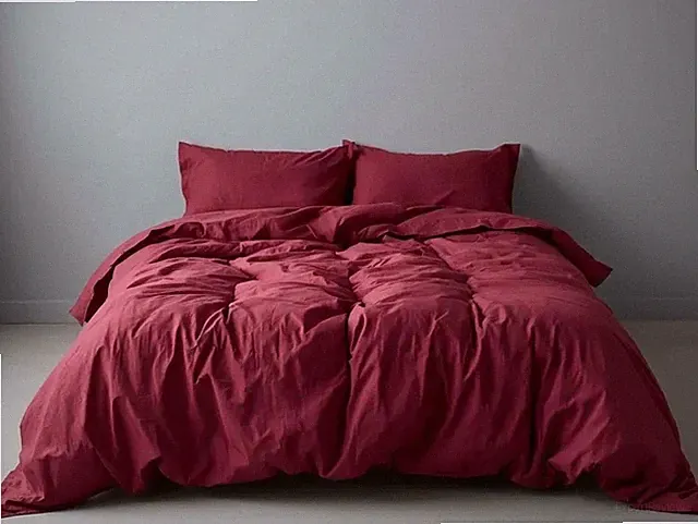100% Linen Duvet Cover Burgundy Twin, Full sizes Stone Wasted Linen Bedding Set.