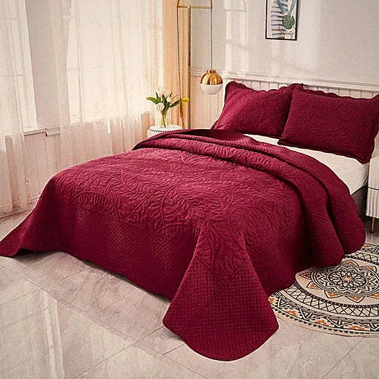 3-Piece 100% Cotton Oversized Bedspread Set Coverlet Set Lightweight Quilt Set