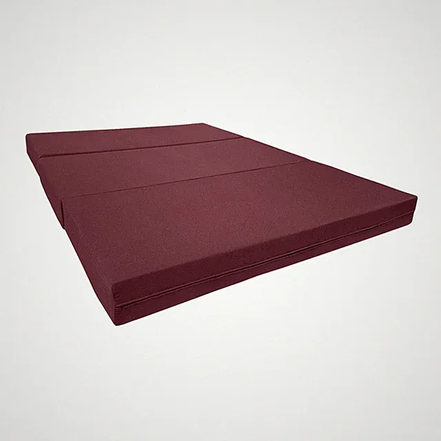 Burgundy Full Trifold Foam Bed, Shikibuton, Foldable Ottoman Mattress 6 x 54x 75