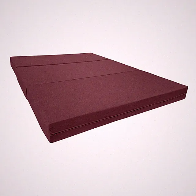 Burgundy Full Trifold Foam Bed, Shikibuton, Sleepover Folding Mattress 6 x 54x75