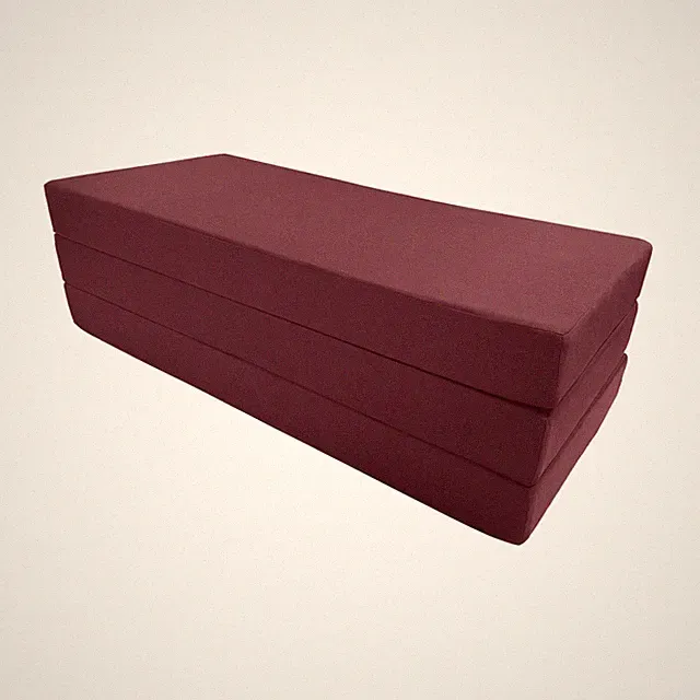 Burgundy Queen Trifold Foam Bed, Shikibuton, Ottoman Mattress 6 x 60x80