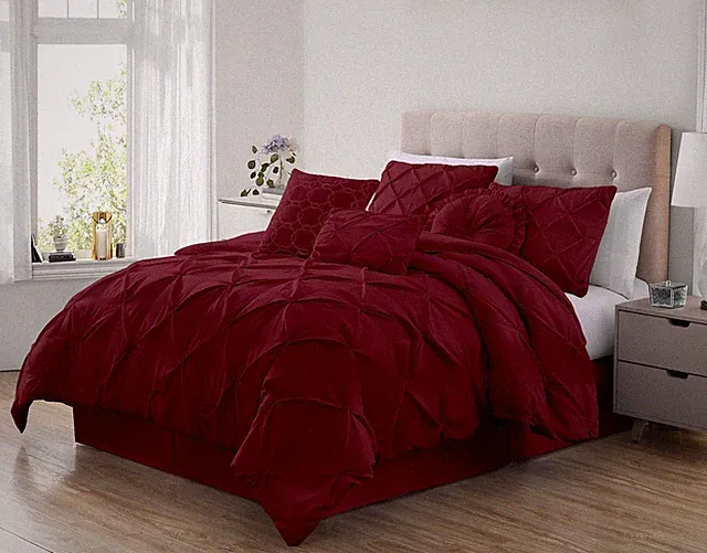 Chezmoi Collection Sydney 7-Piece Pinch Pleat Microfiber Comforter Bedding Set