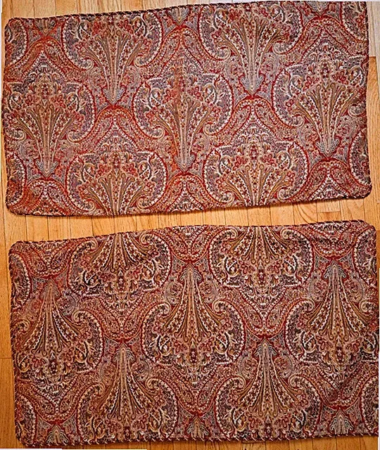 CROSCILL HOME Burgundy Red Gold Paisley Corded Border KING Pillow Shams Pair EUC