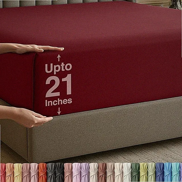 Deep Pocket Fitted Sheet Soft Microfiber Durable Stretchable Mattress Cover New