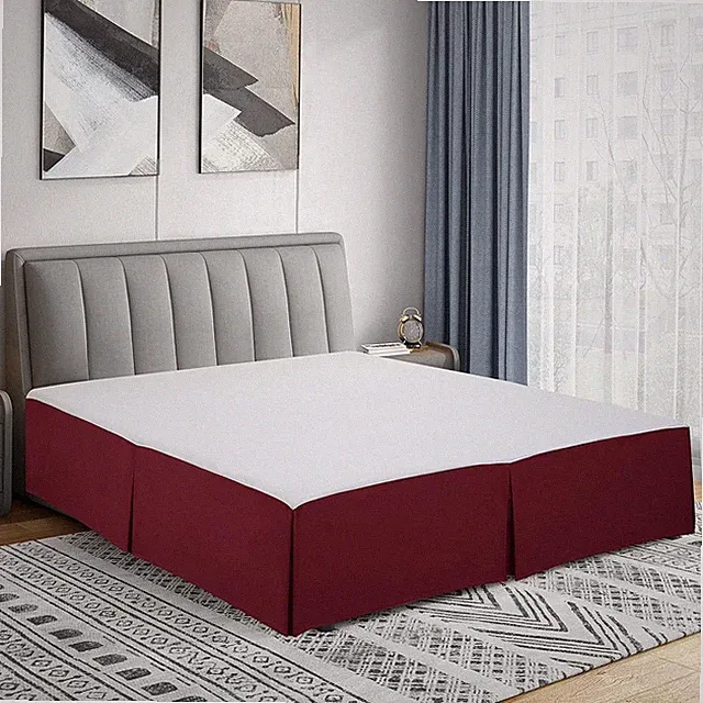Double Brushed Microfiber Pleated Easy Fit Bed Skirt Ultra Soft, Burgundy