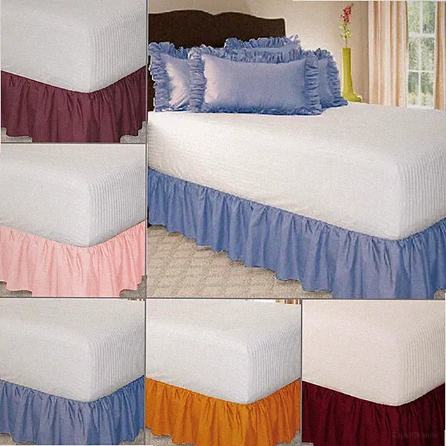 Elastic Bed Skirt Solid Color Hollow Ruffle Bed Cover Twin Full Queen King Size