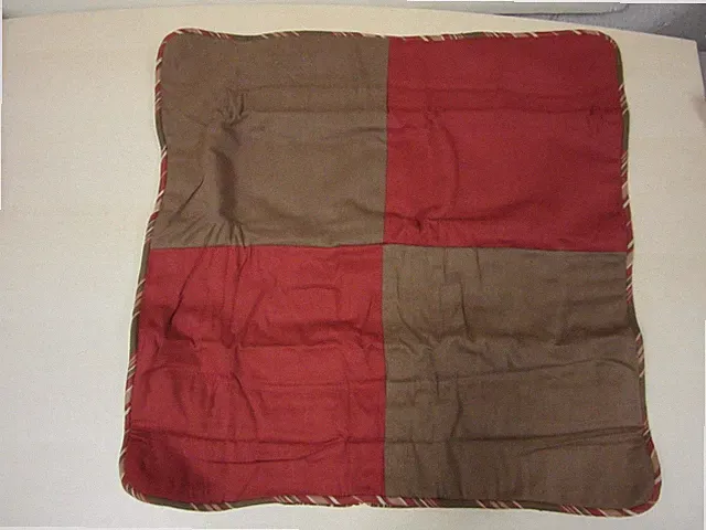 Extreme Linen Burgundy & Brown Color Block Euro Pillow Sham WYATT NEW!
