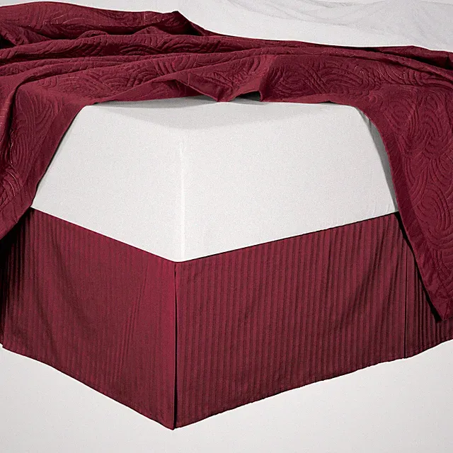 Hotel Luxury Bed Skirt Easy Care Microfiber Damask Stripe 14 inch Tailored Drop