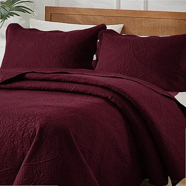 Luxury Bedspread 3 Piece Reversible Quilt Coverlet Bedding Set with Pillow Shams