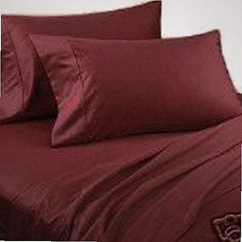 Queen Size Burgundy Solid Sheet Set 1000 Thread Count 100% Egyptian Cotton